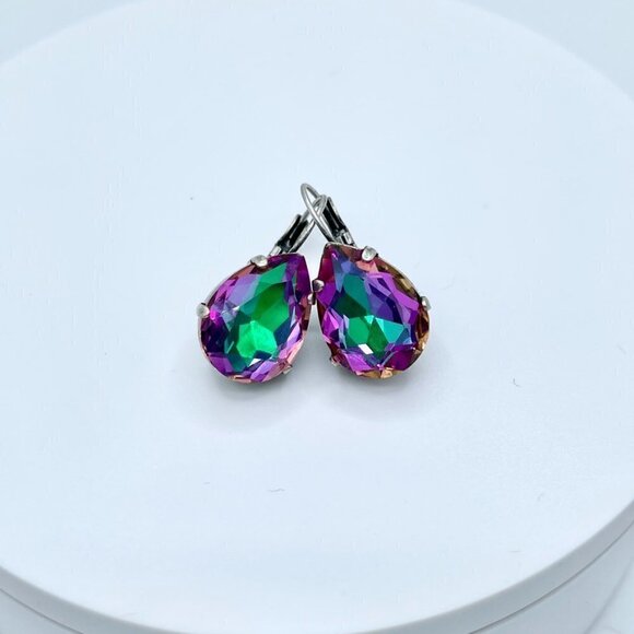 Pear Heliotrope Dangle Earrings 18x13mm - Handmade - Picture 4 of 9